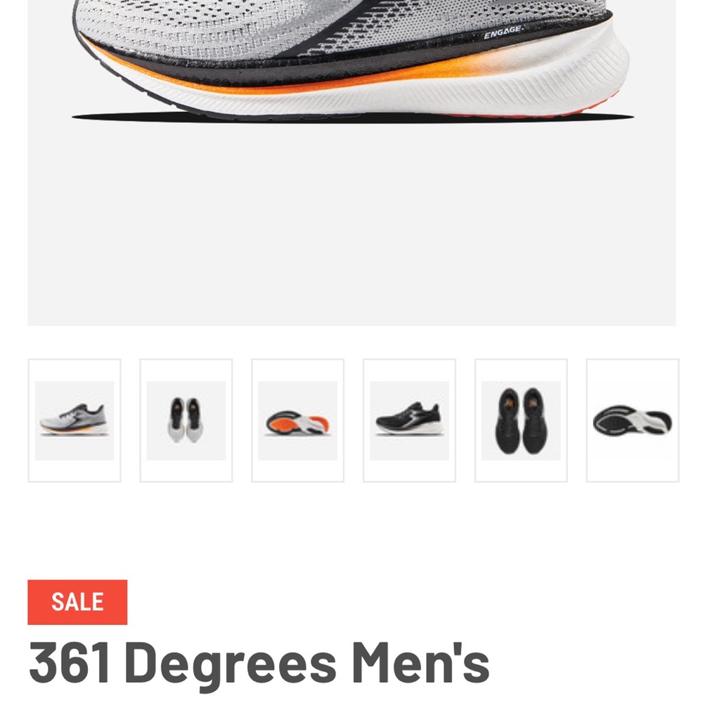 361 degrees Gray and Orange Athletic Shoes Performance Design
